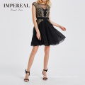 Layered Short Black Beautiful Lady Fashion Crystal Evening Luminous Dress